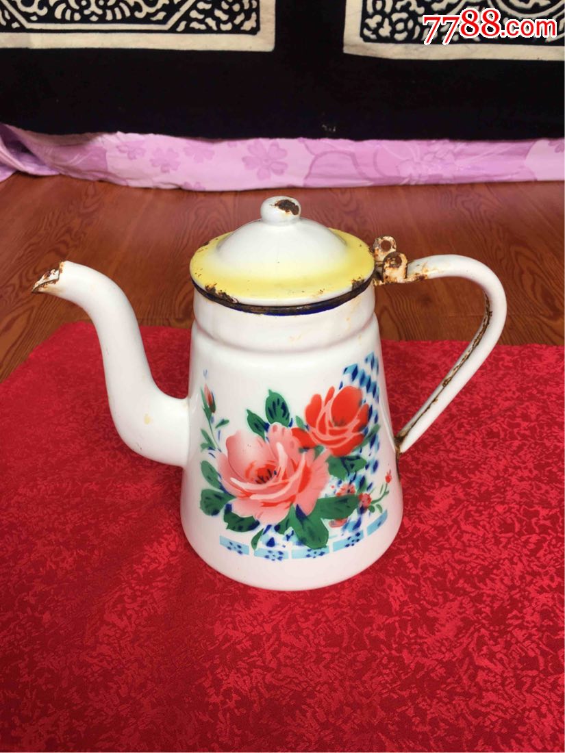 搪瓷花卉茶壶(高20厘米-48.0000元-se61488228-7788搪瓷收藏