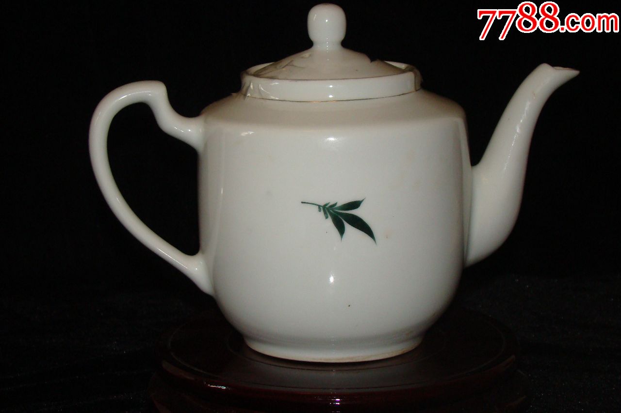 景德镇70年代景兴瓷厂刷花粉彩花卉端把茶壶