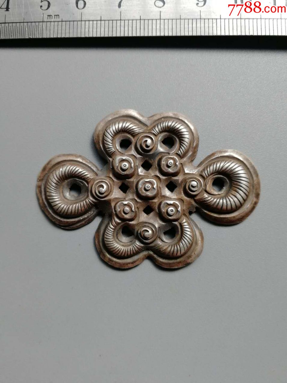 清代中国结银饰帽花