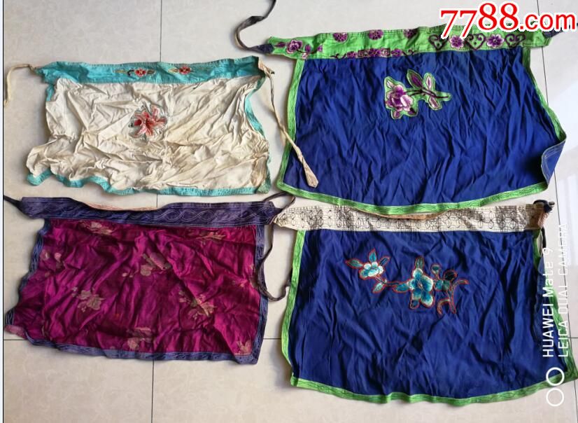 特价解放前后刺绣绣片绣品围裙4个共158元包老怀旧