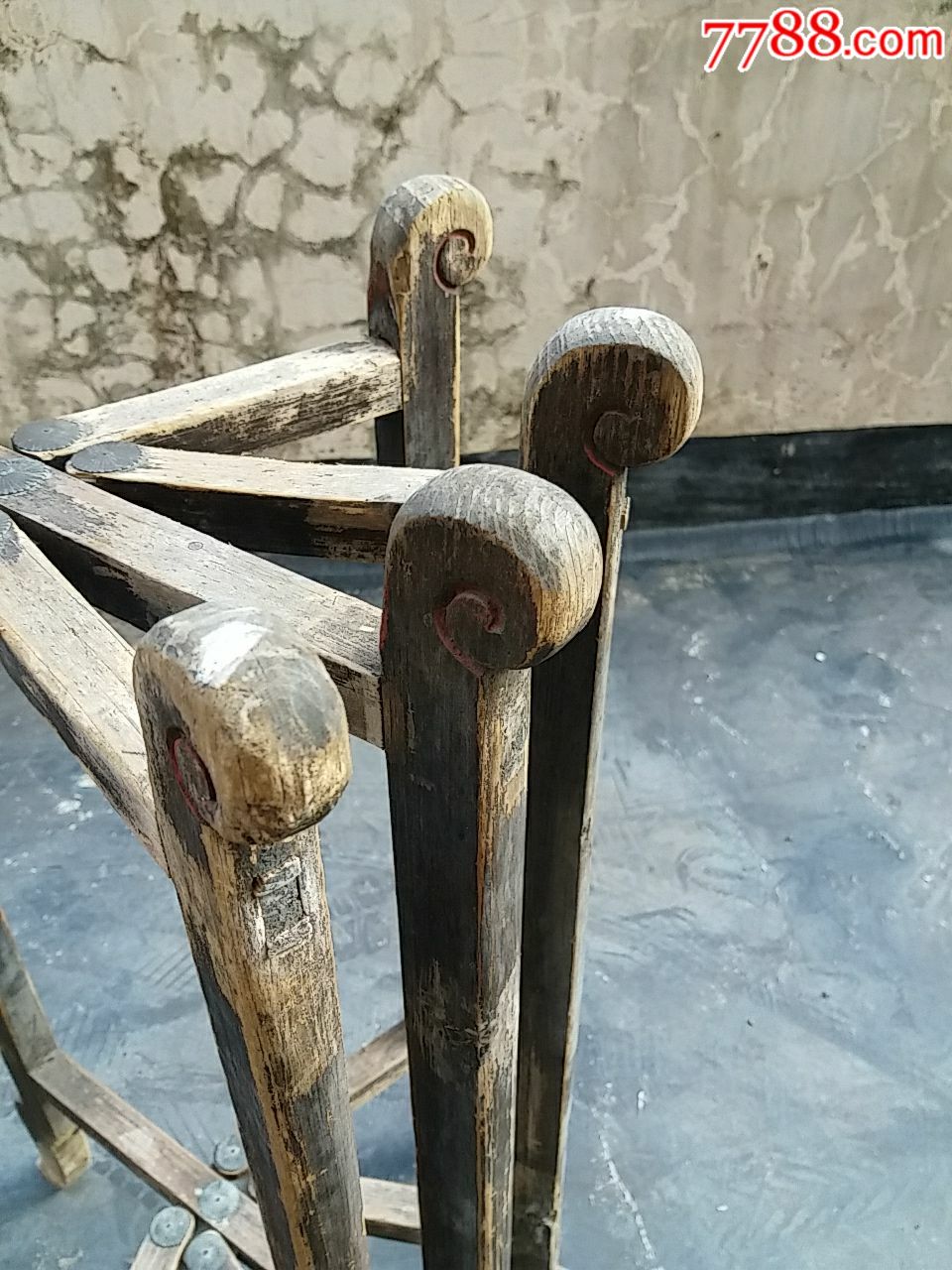 明式风格,清早期6脚草龙头脸盆架(实拍包老〉铜活漂亮