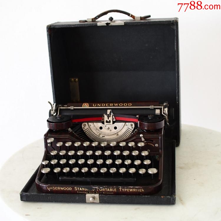 1920年古董安德伍德underwood4bank机械英文打字机8.5品京紫同