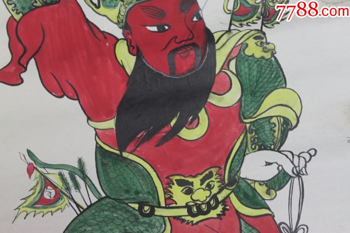 早期门神系列版画原作==门神尉迟恭(手绘/55x39cm)