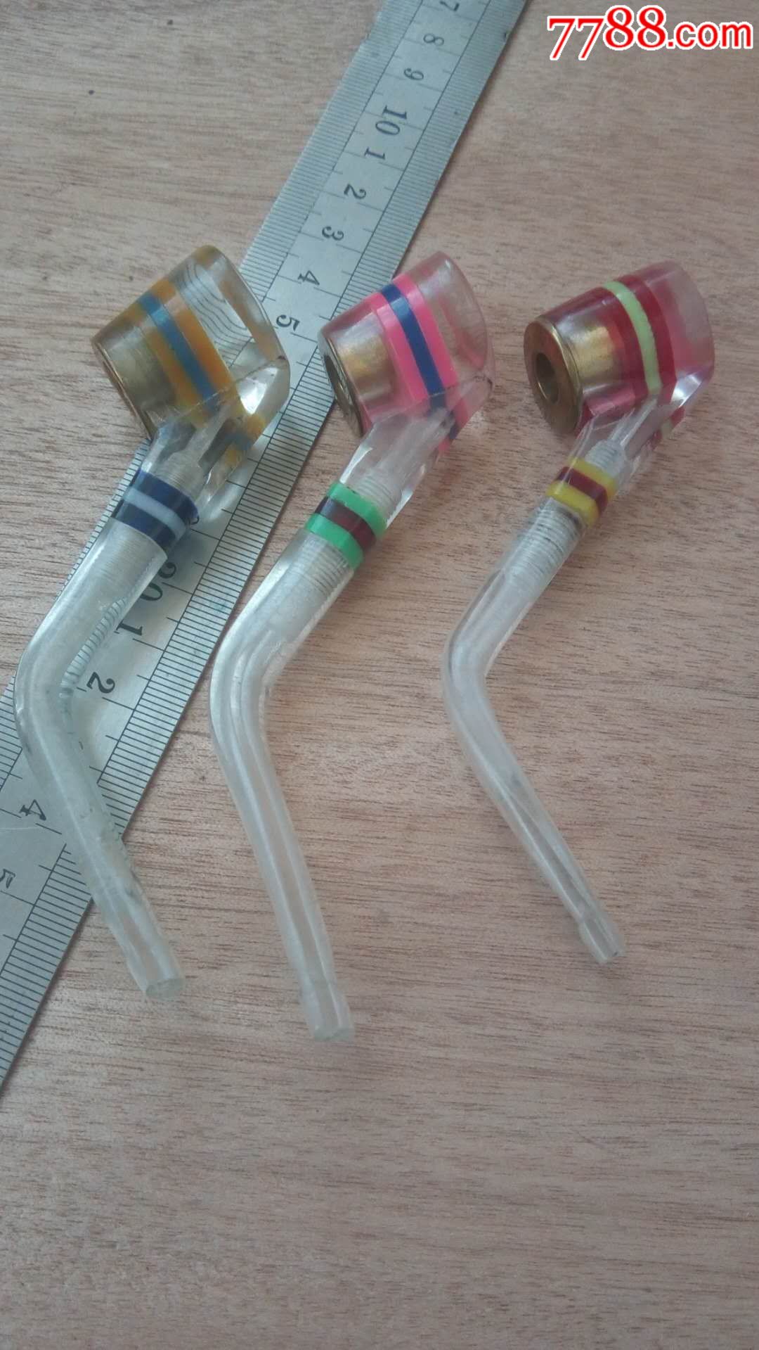 七十年代手工制造有机玻璃烟斗三个