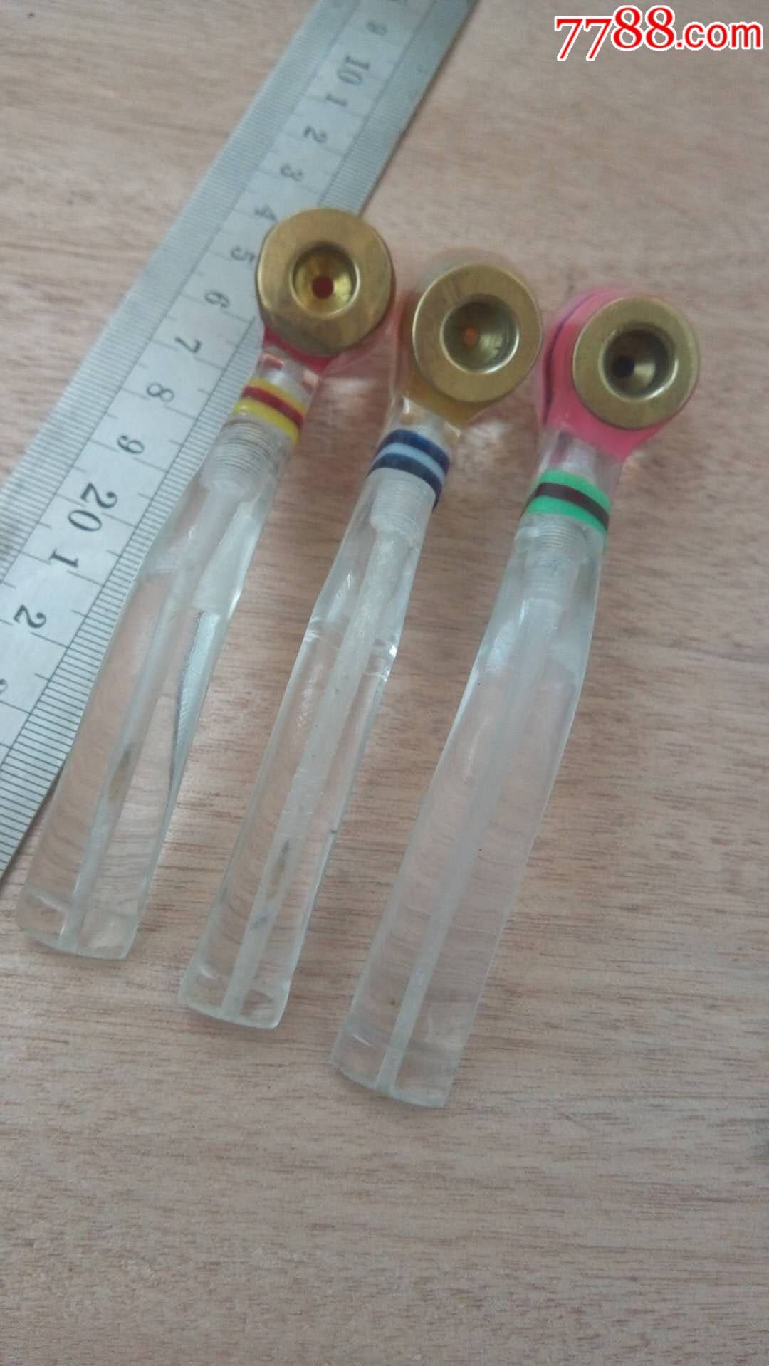 七十年代手工制造有机玻璃烟斗三个