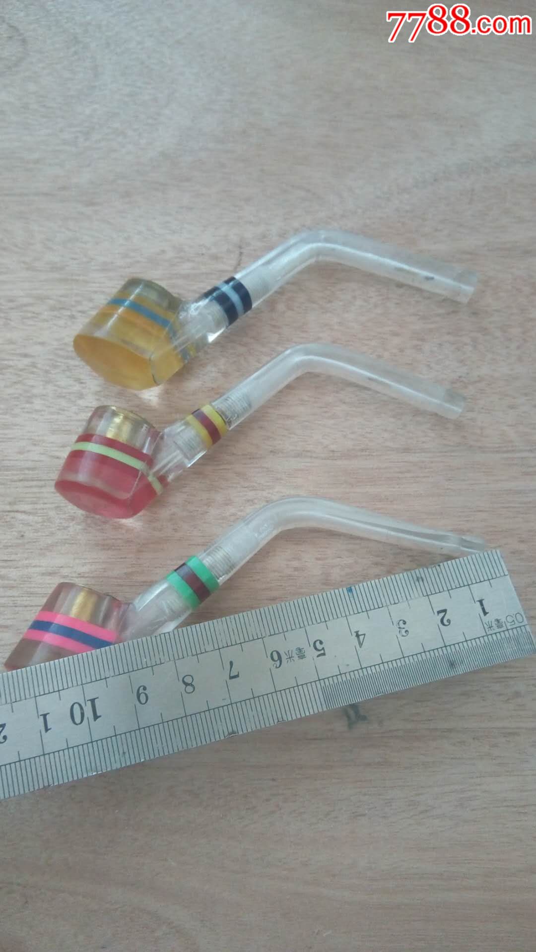 七十年代手工制造有机玻璃烟斗三个
