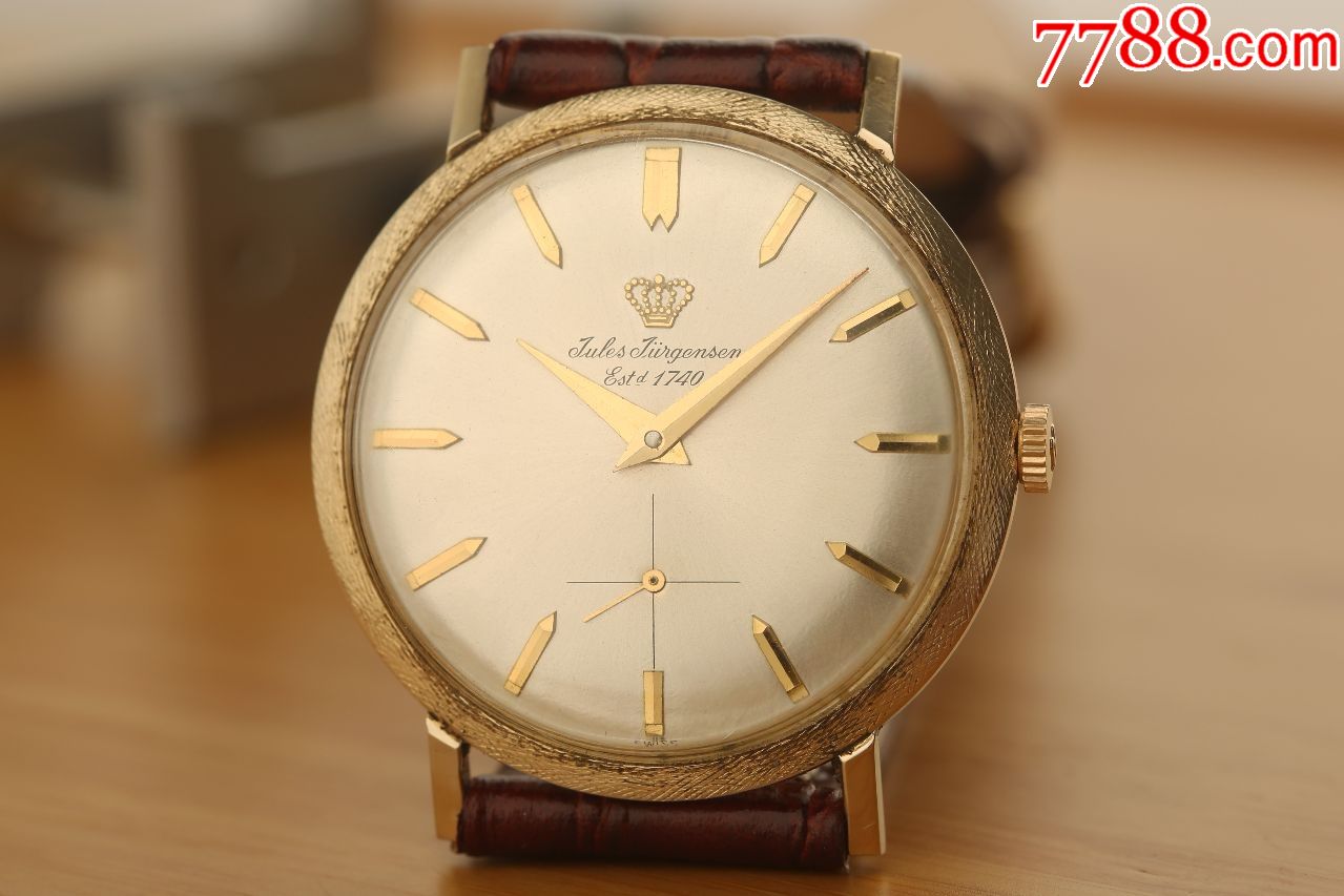 贵族名表佳士杰根生古董表14k实金至简花钉刻度面压花圈小三针_手表