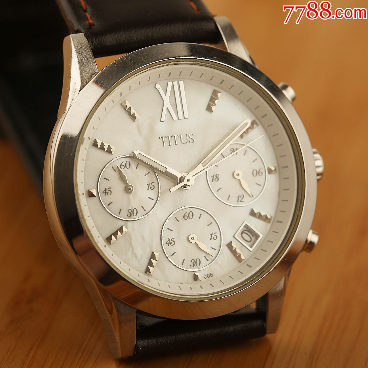 瑞士铁达时titus石英表云雾贝母白面经典六针计时比肩库存级-手表