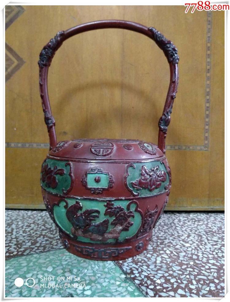 清代老木雕-提篮-古玩民俗老物件收藏bz-628-木盘/木盛具-7788收藏