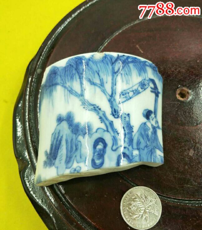 青画花人物瓷片,相当细路,非常完美-青花瓷-7788收藏__收藏热线