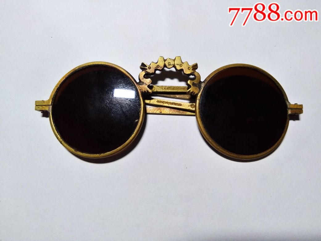 民国铜框水晶墨镜