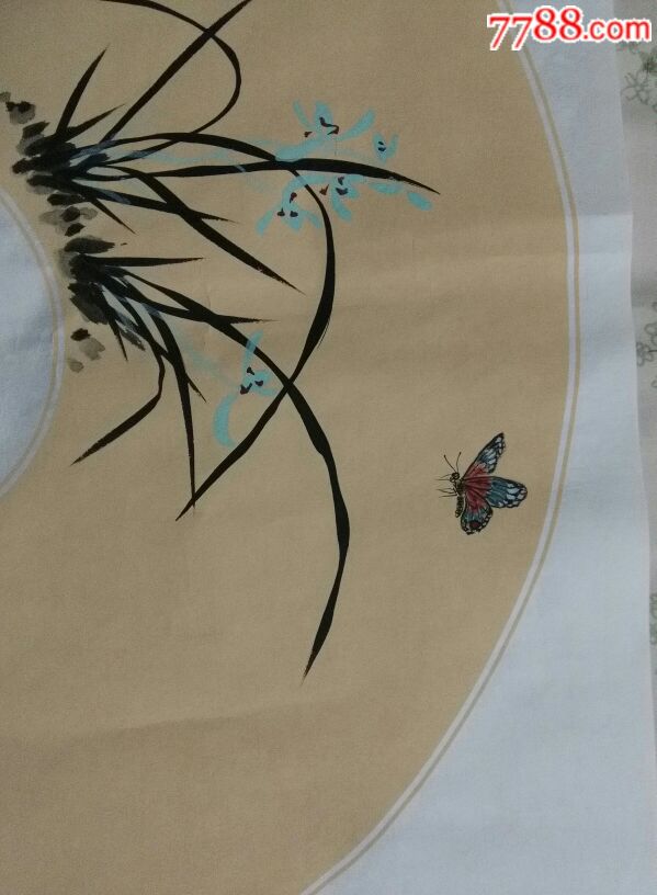 扇面国画兰花一一幽兰清香