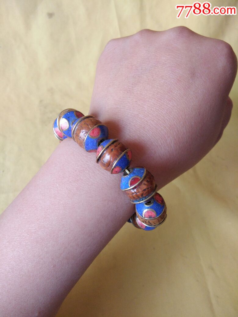 景泰蓝钳木珠手串
