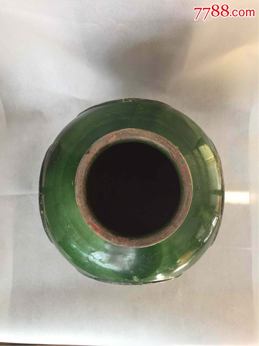 明代绿釉罐四面工