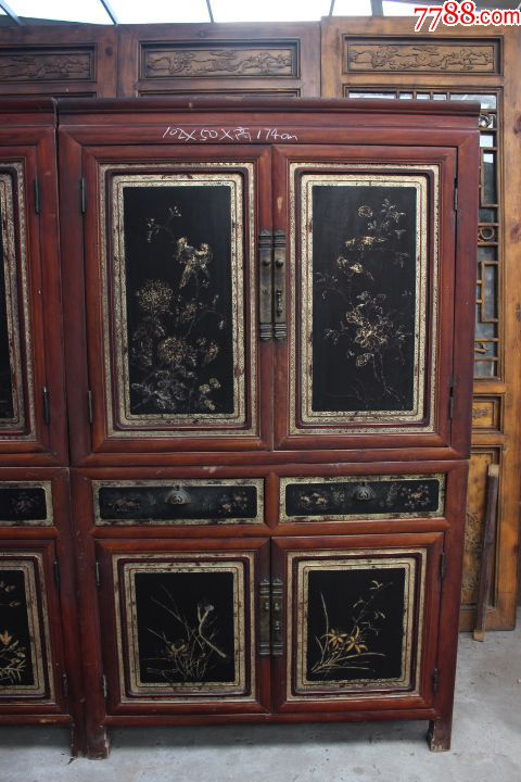 精美古玩旧家具晚清描金套柜箱柜柜子一对古玩收藏收纳衣柜老柜子