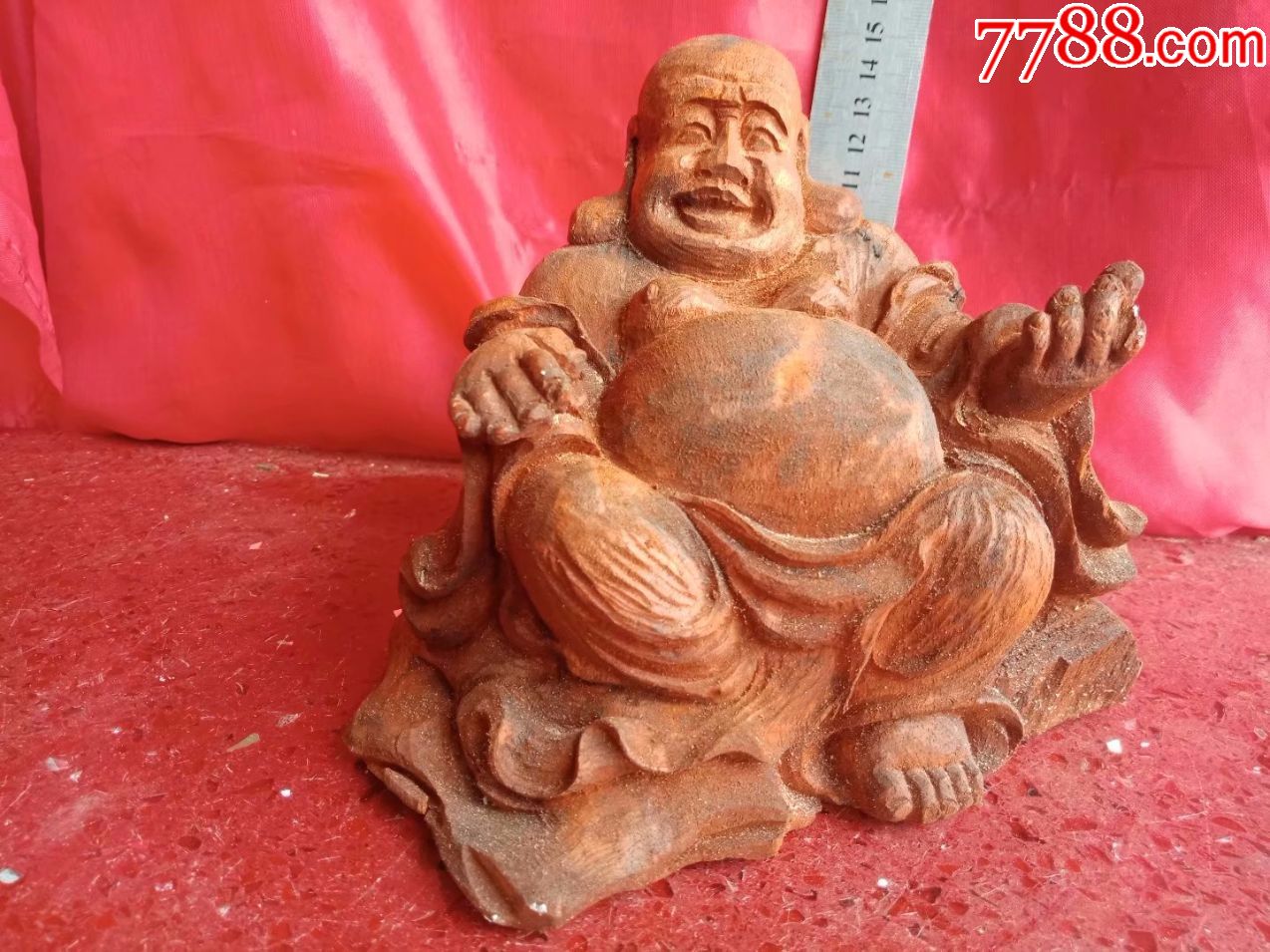 保证是纯手工木雕刻人物弥勒佛布袋和尚笑佛罗汉雕像摆件包邮