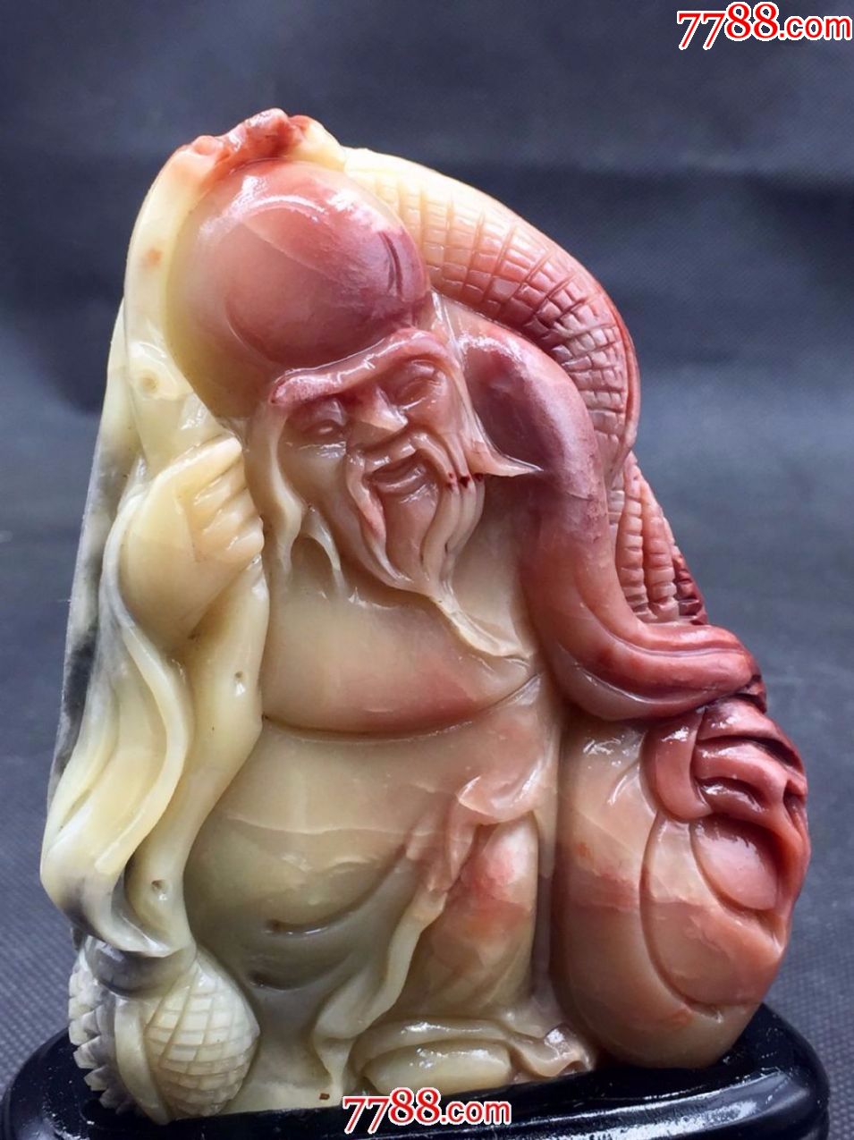 寿山老性芙蓉石雕摆件(寿星公)