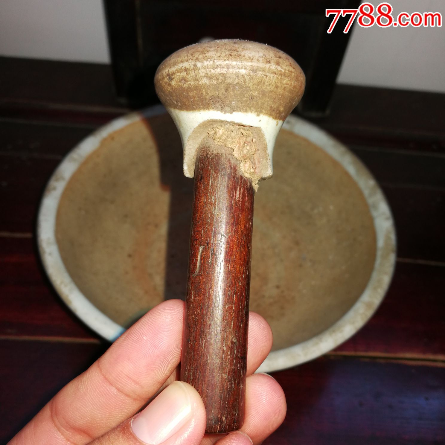 清光绪青花药钵