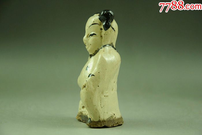 明代磁州窑白釉人物塑像老瓷器民俗器老物件陈设摆件包老包真藏品
