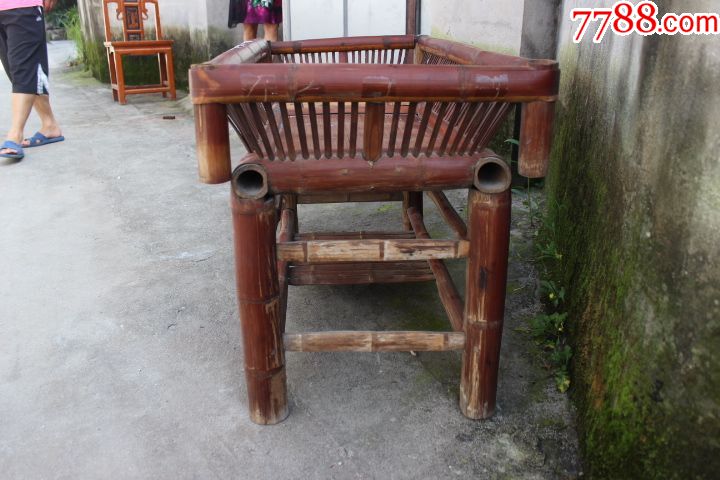 民俗老物件老竹编小孩老床老竹床传统婴儿竹床民俗博物馆摆设品