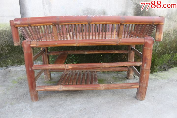 民俗老物件老竹编小孩老床老竹床传统婴儿竹床民俗博物馆摆设品