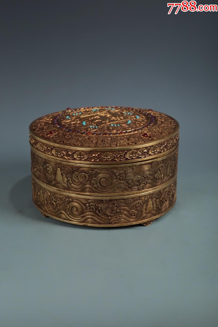 清"乾隆年制"「九洲清晏」祈福金钱一盒两层共十二枚尺寸