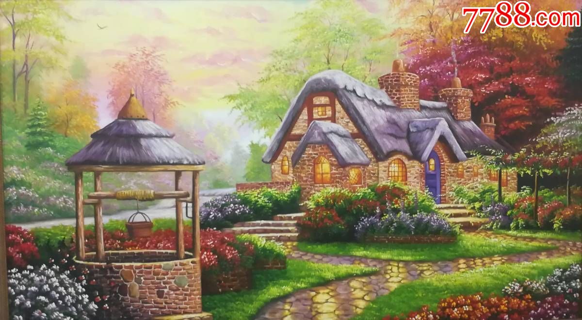 风景油画花园别墅2纯手工绘画装饰画