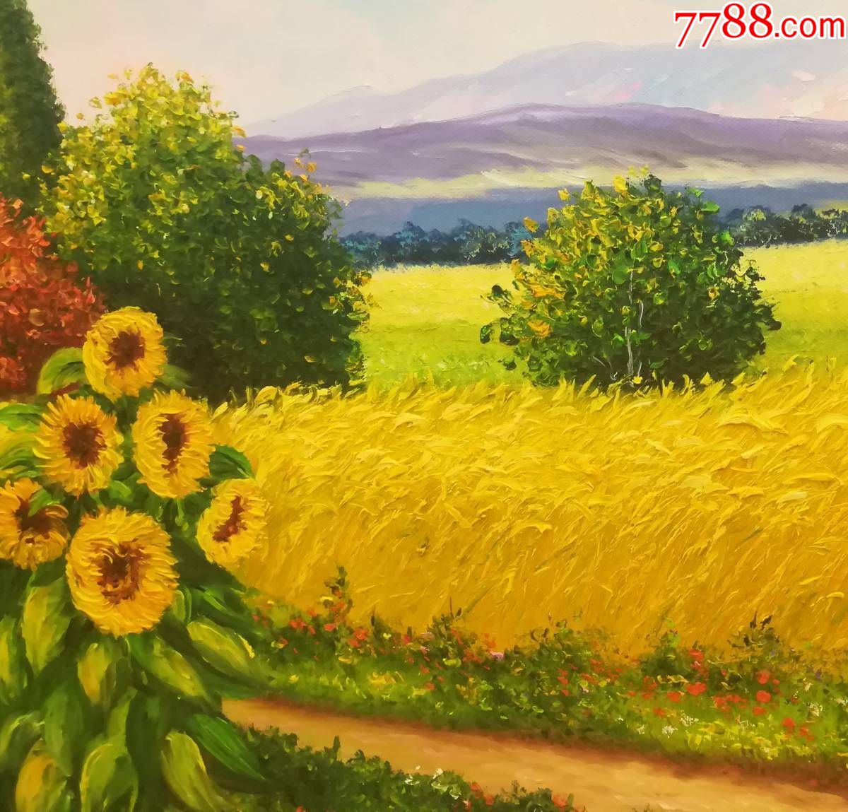 风景油画向日葵丰收纯手工绘画装饰画