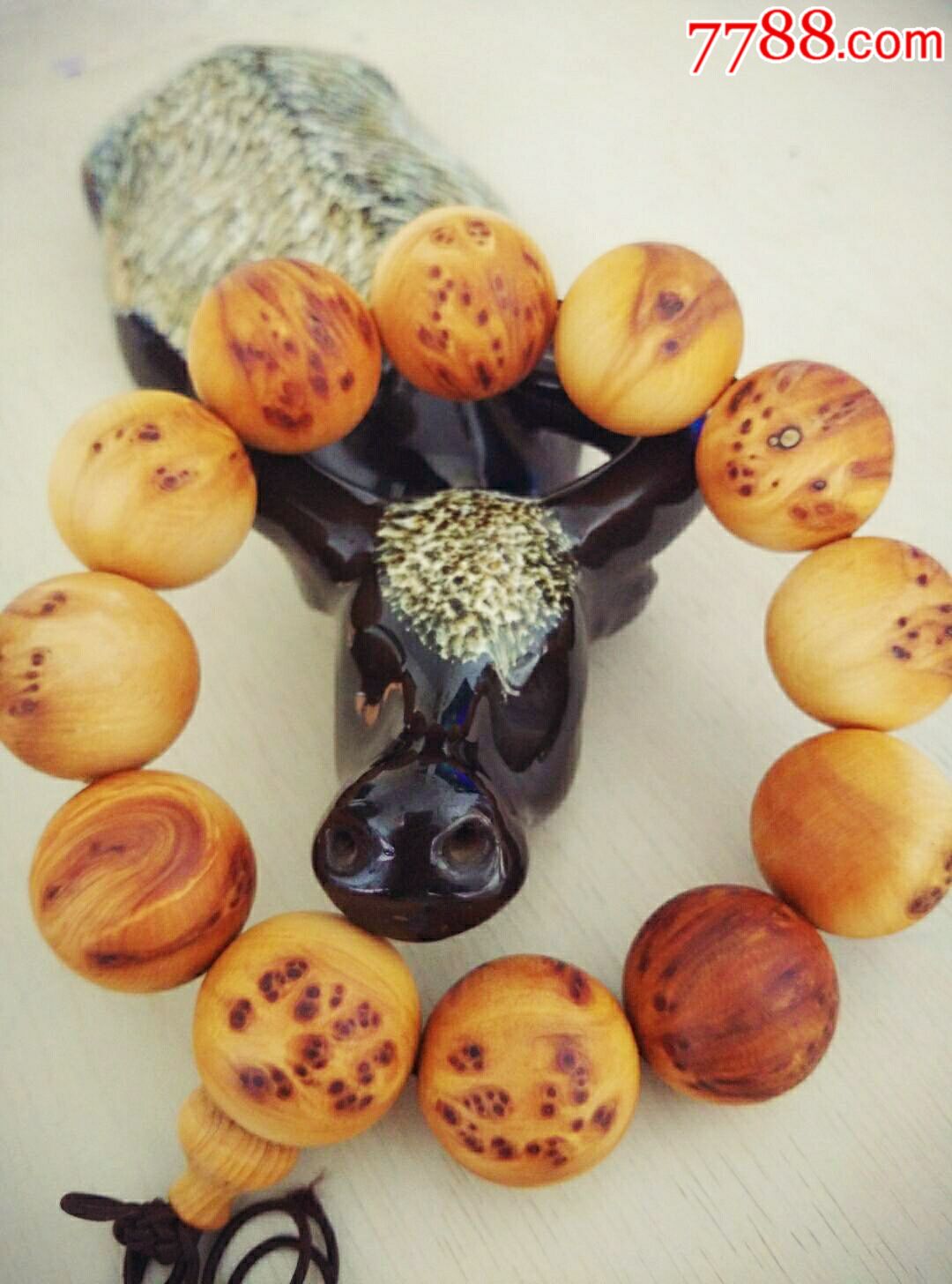 处理崖柏火焰纹留疤木手串佛珠