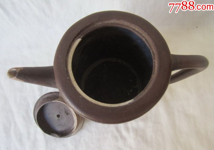 上富款泥彩高桩残紫砂壶