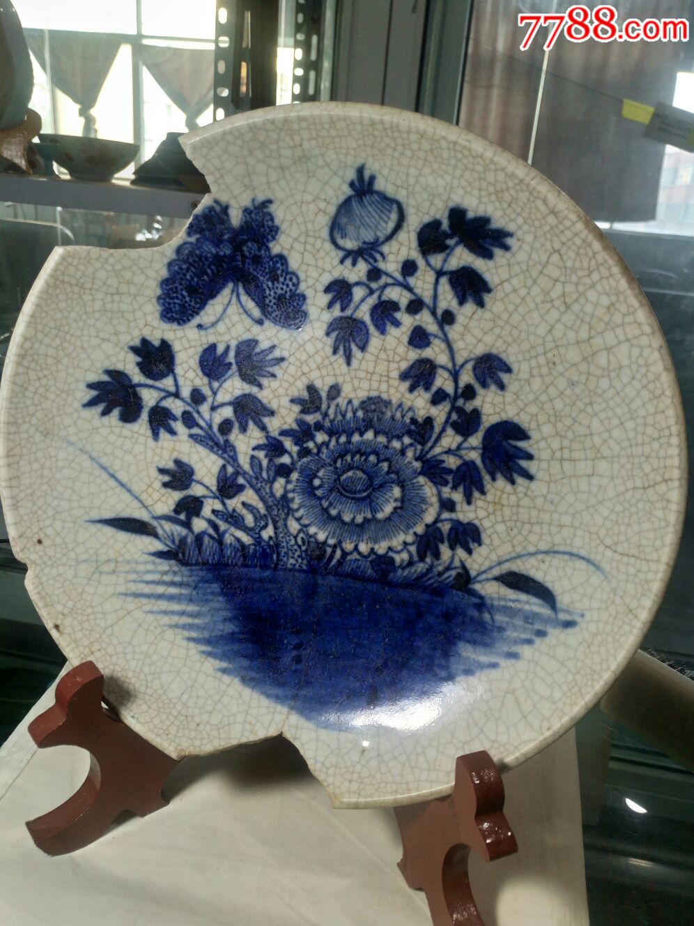 清哥釉青花花卉纹盘