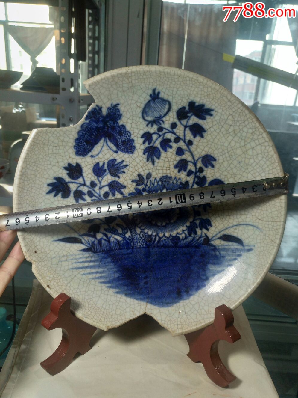 清哥釉青花花卉纹盘