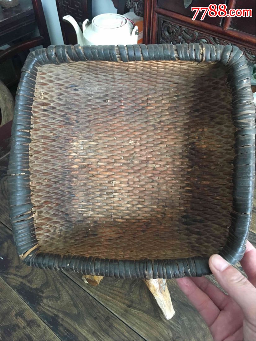 清代藤编蒲篓针线盒烟蒲篓瓷器铜器古董古玩民俗老物件