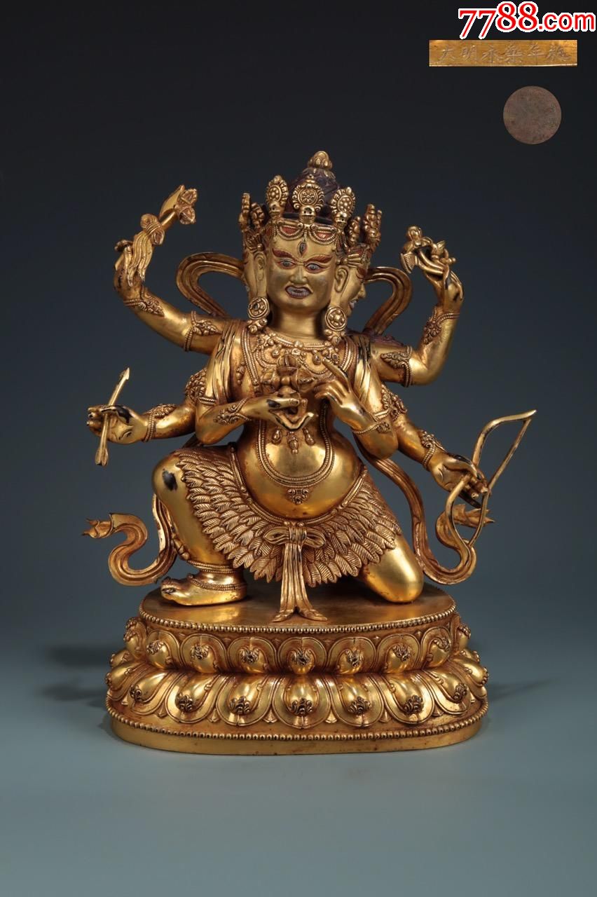 明"大明永乐年施"铜鎏金叶衣佛母造像_铜像/铜佛像_第1张_7788铜器