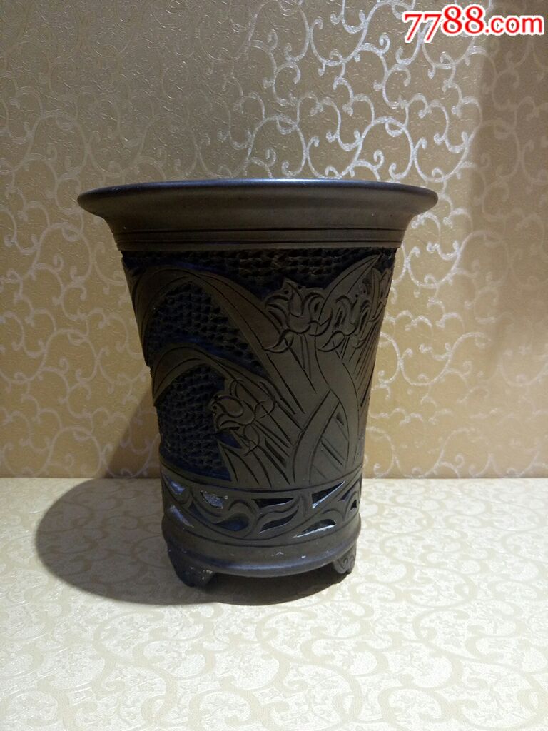 手工中国宜兴花盆一个