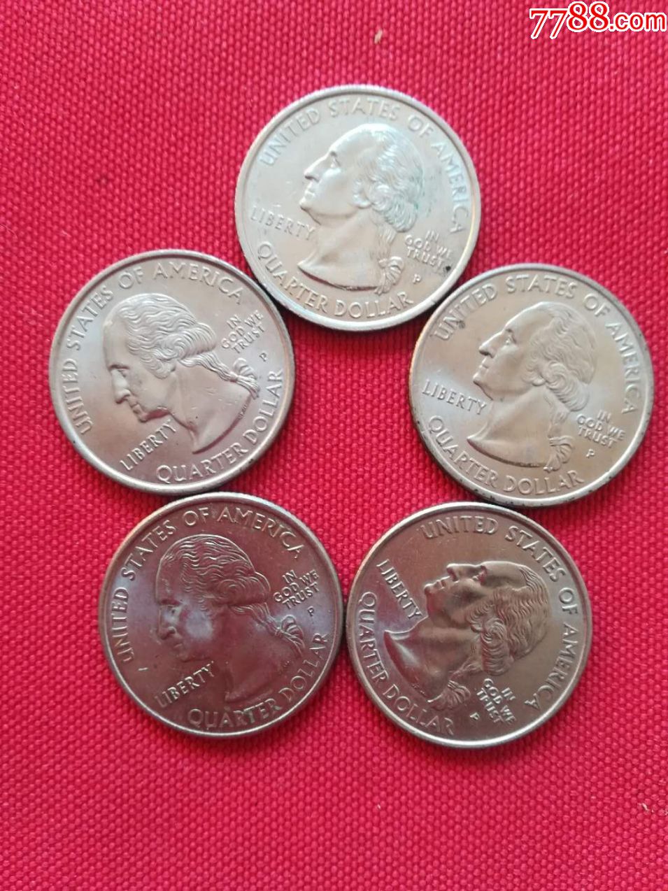 美国洲际25美分(5枚合售)