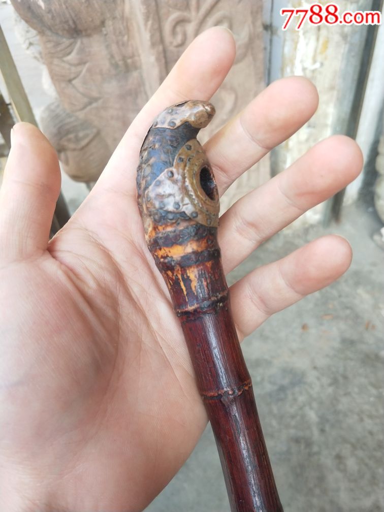 清代稀少云南西双版纳长烟锅一支,包浆一流