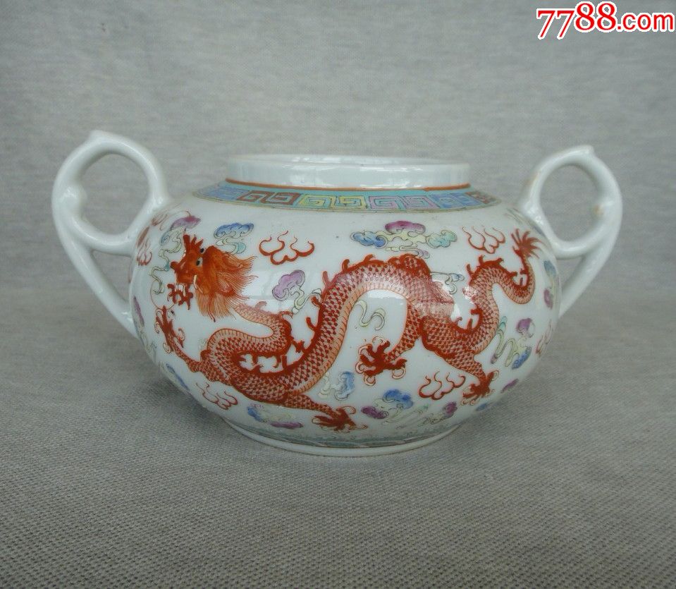 民国粉彩龙纹双耳壶_价格2600元_第1张_7788收藏__收藏热线