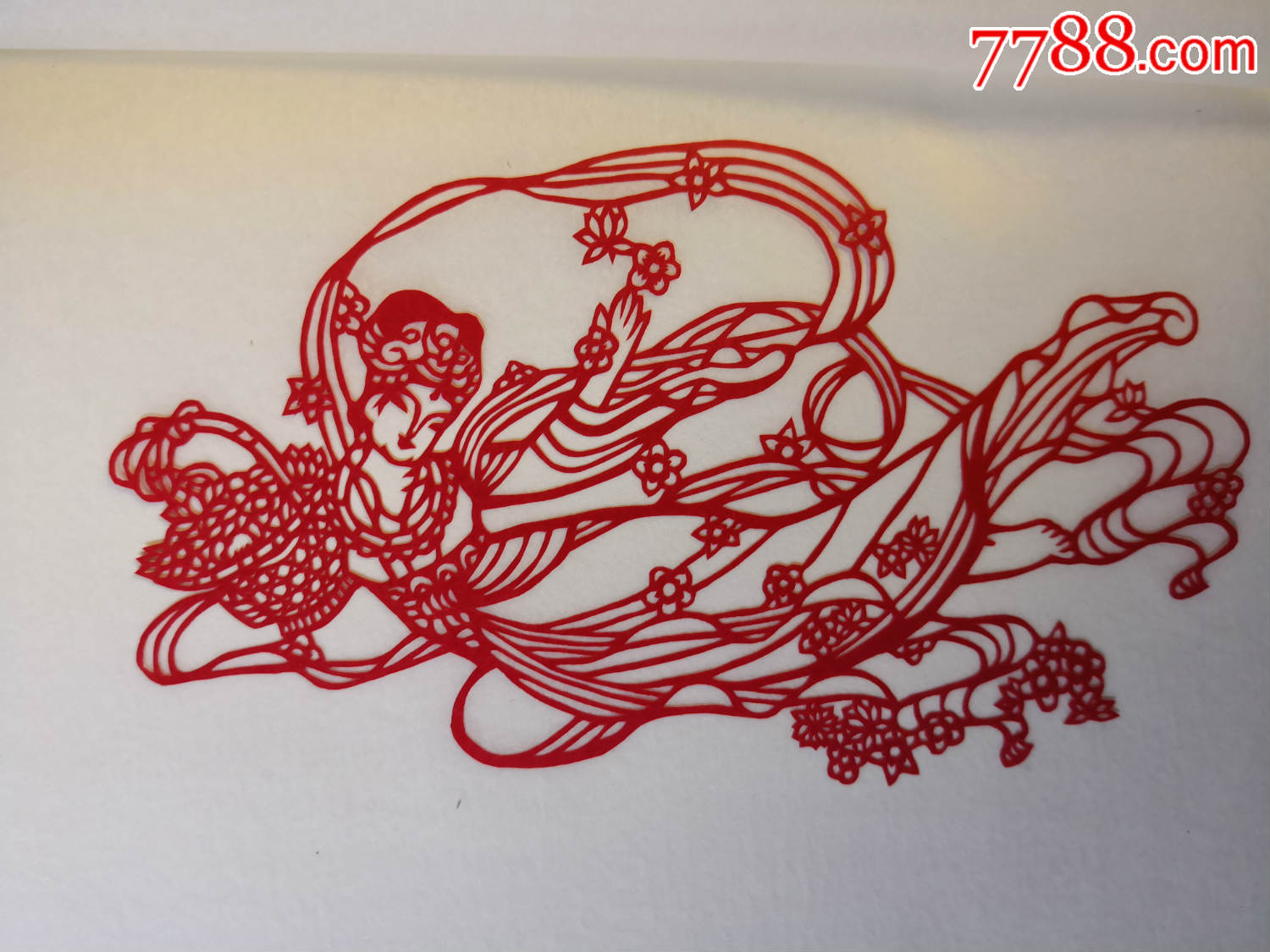 中国扬州剪纸,天女散花,一套4张