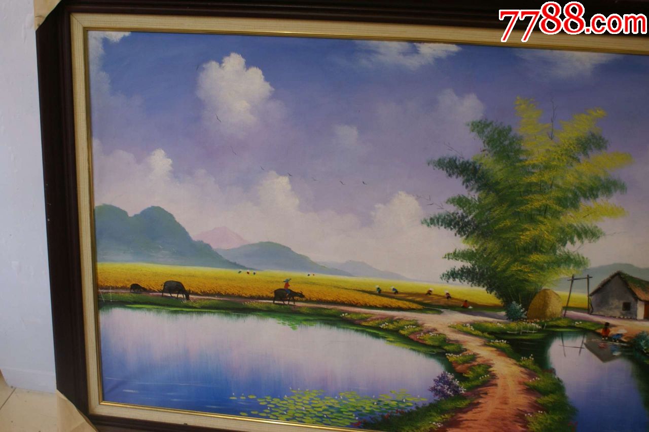 风景油画故乡纯手工绘画装饰画