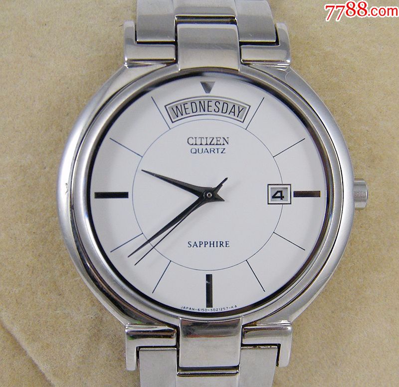 日本原装citizen西铁城sapphire石英表-商务正装款好品_手表/腕表_第1