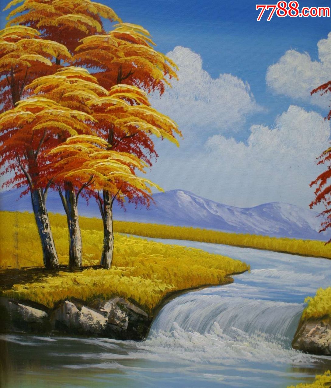 风景油画河流纯手工绘画装饰画
