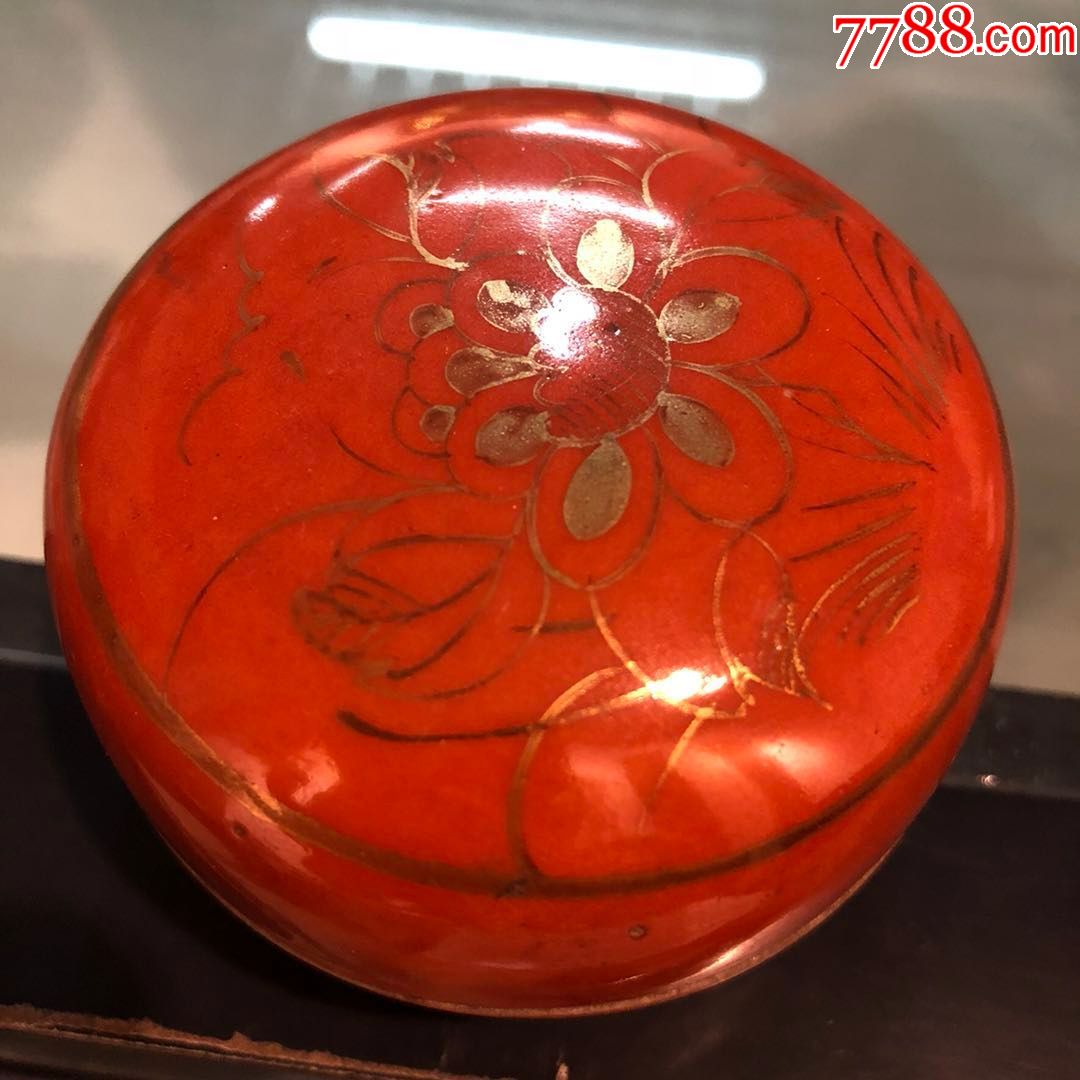 民国描金胭脂水粉盒一个