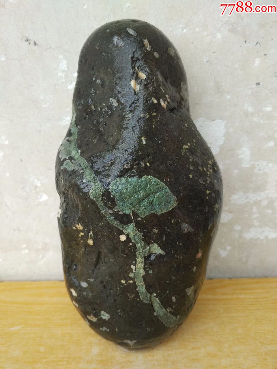 洛阳奇石375荷花石原石"亭亭绿荷"