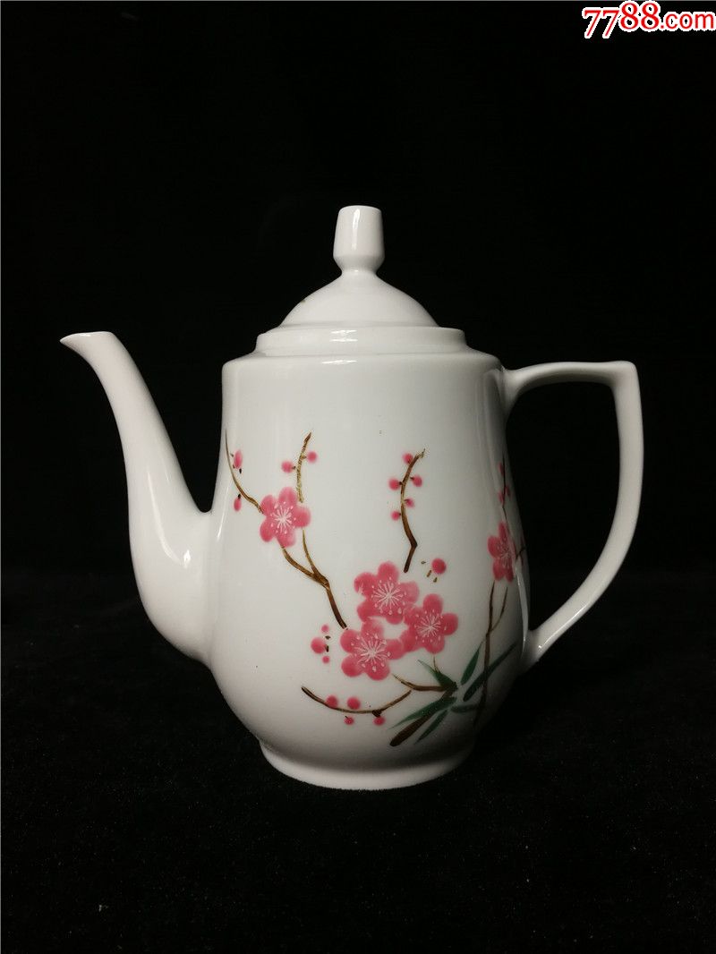 景德镇水点桃花茶具八件套