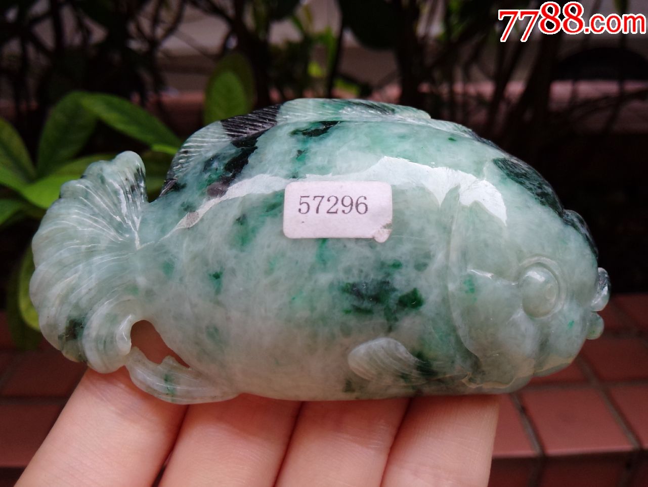 天然翡翠a货飘花罗汉鱼