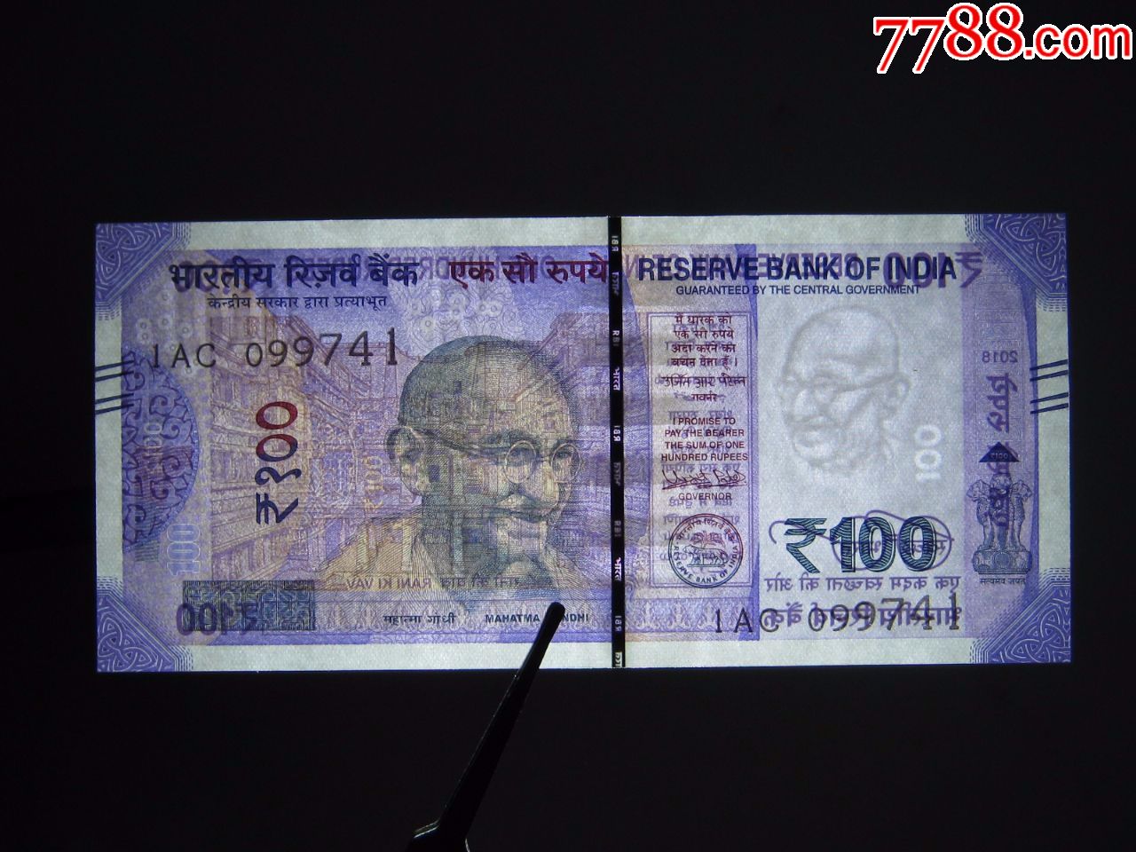 印度100卢比2018年版全新unc外国钱币保真收藏纸钞圣雄甘地india