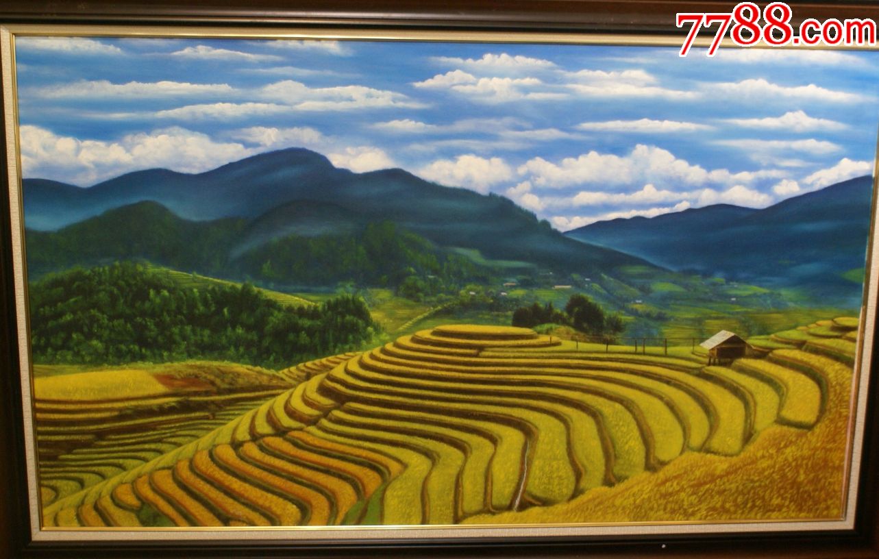 风景油画梯田纯手工绘画装饰画