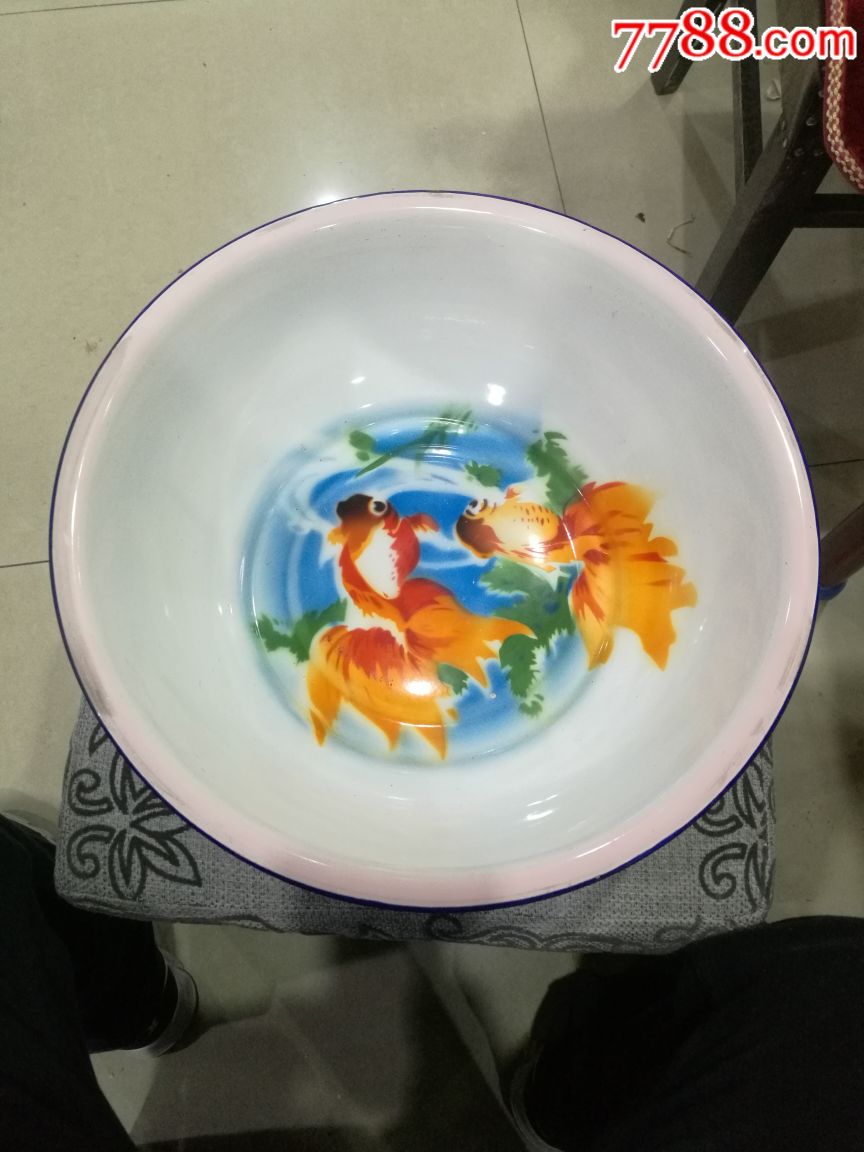 文革搪瓷金鱼洗脸盆
