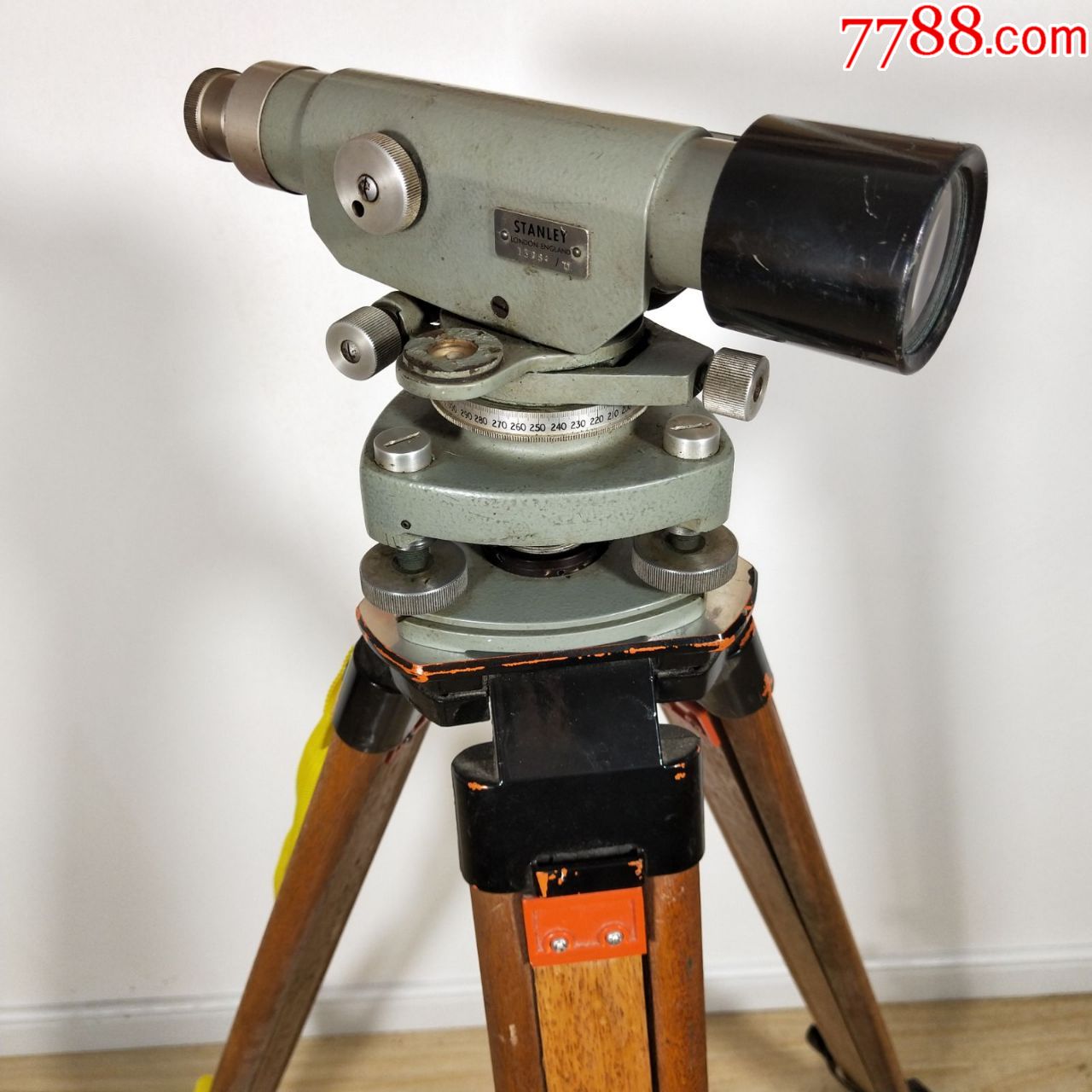 西洋古董英国进口老式测量表水平仪老测量仪带实木脚架